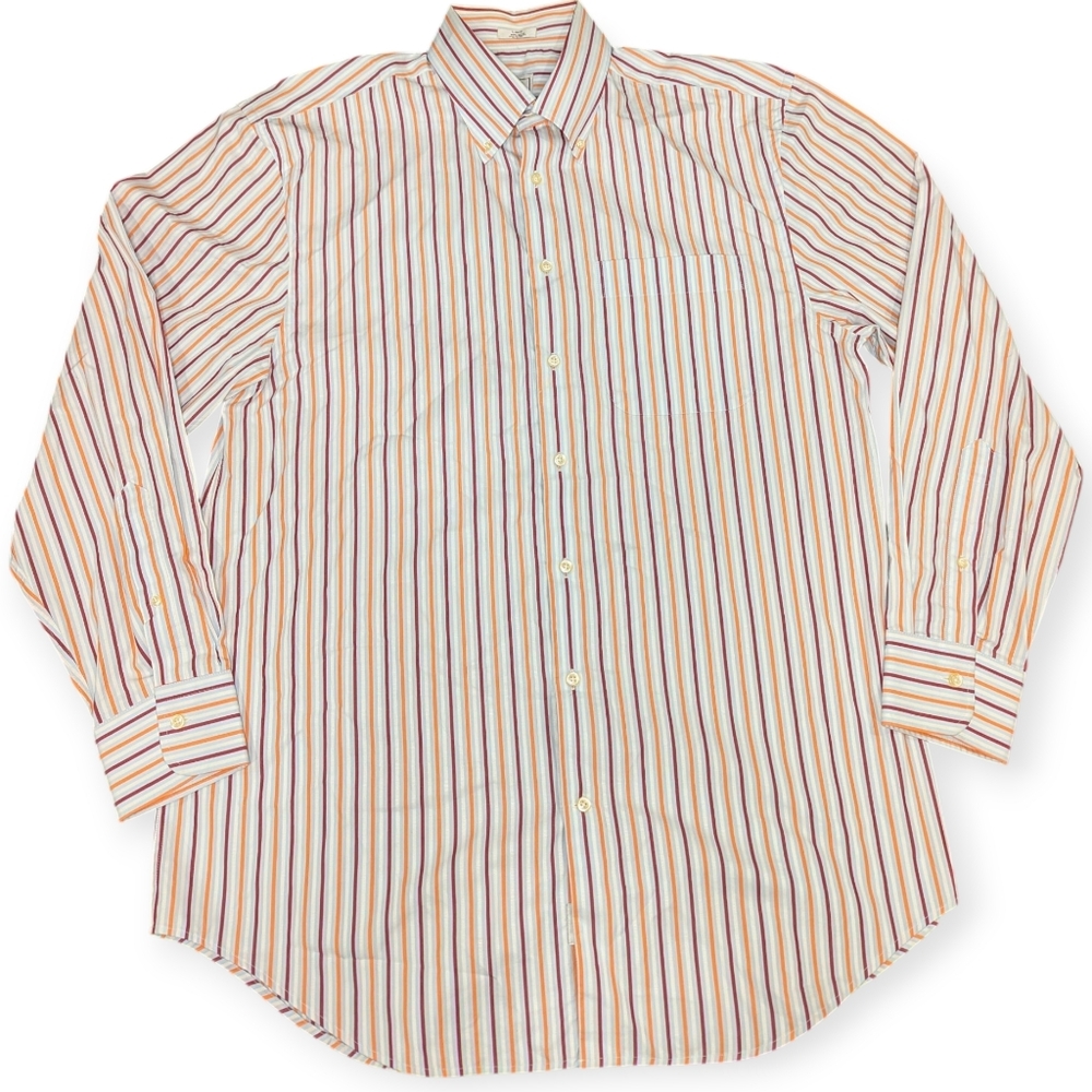 Peter Millar 100% Linen Strip Long Sleeve Button-up Shirt Mens Size Large
